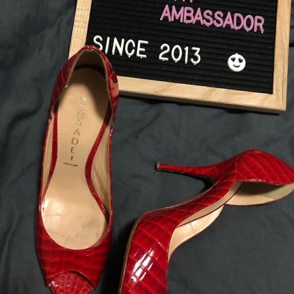 [casadei] reptile d’orsay peep toe pumps EUC - Picture 6 of 8